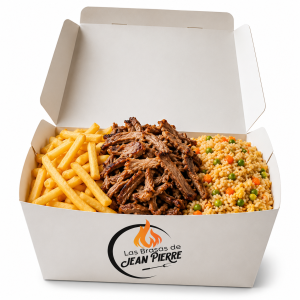 Carne Mechada + Papas Fritas + Arroz Chaufa