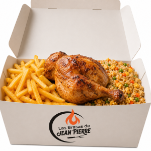 Medio Pollo + Papas Fritas + Arroz Chaufa