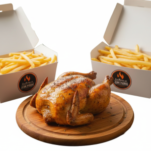 Pollo Entero + dos Porciones de Papas Fritas